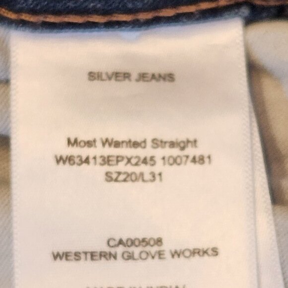 SILVER JEANS - Most Wanted Straight Leg Jeans - Sz 20 - Picture 8 of 9